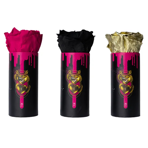 Donker roze flowerbox longlife Key to your heart 3-pack